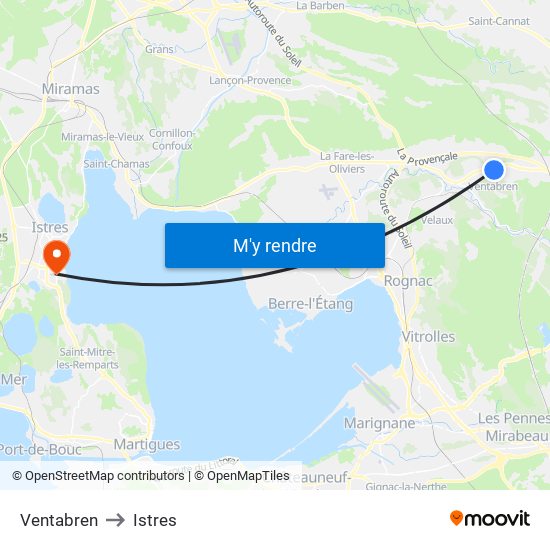 Ventabren to Istres map