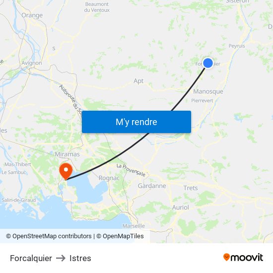 Forcalquier to Istres map