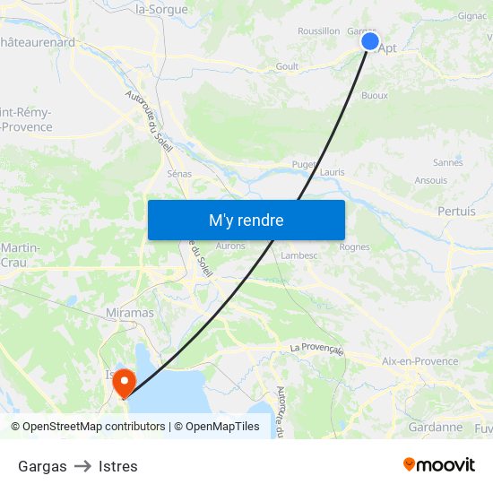 Gargas to Istres map