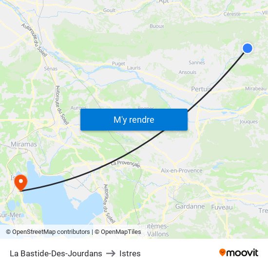 La Bastide-Des-Jourdans to Istres map