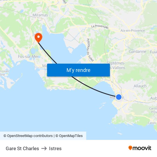 Gare St Charles to Istres map