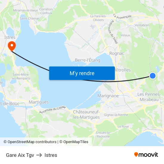 Gare Aix Tgv to Istres map