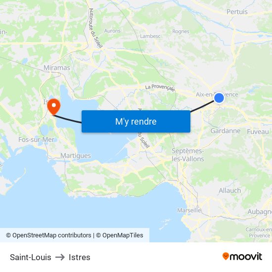 Saint-Louis to Istres map