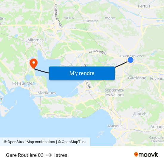 Gare Routière 03 to Istres map