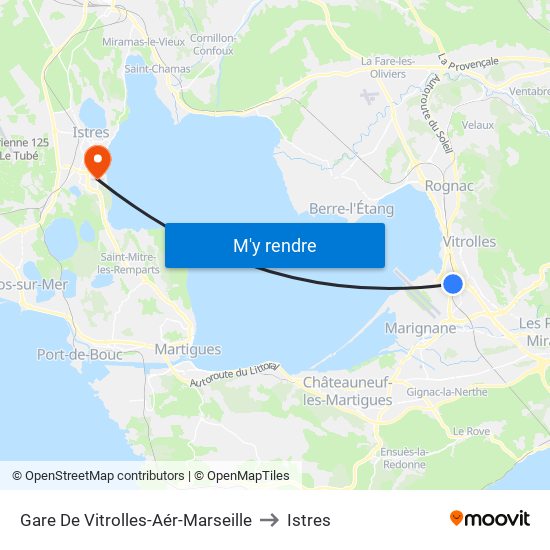 Gare De Vitrolles-Aér-Marseille to Istres map
