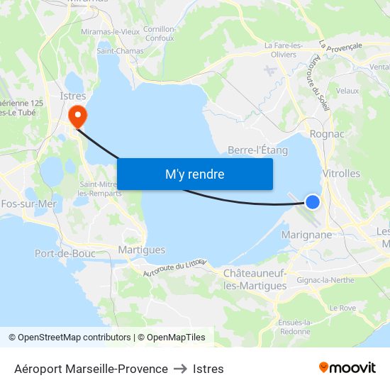 Aéroport Marseille-Provence to Istres map