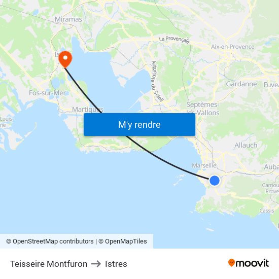 Teisseire Montfuron to Istres map