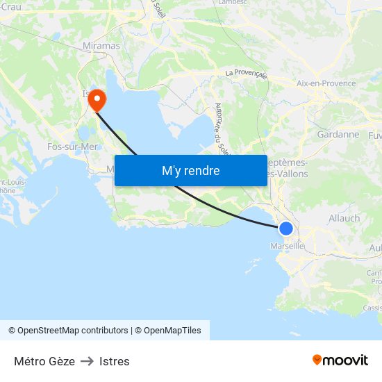 Métro Gèze to Istres map