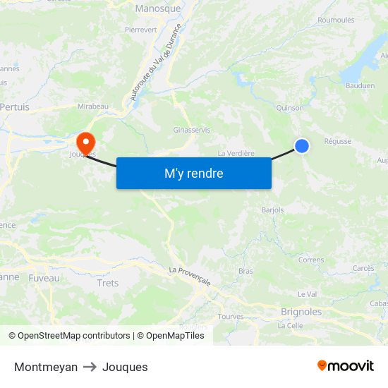 Montmeyan to Jouques map