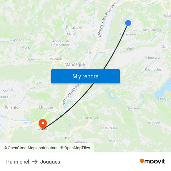 Puimichel to Jouques map