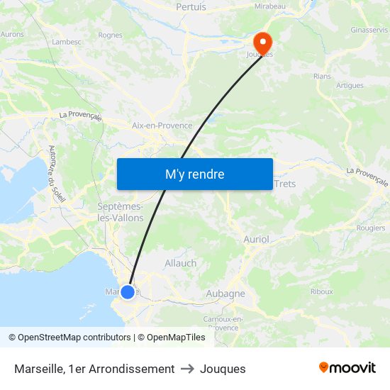 Marseille, 1er Arrondissement to Jouques map