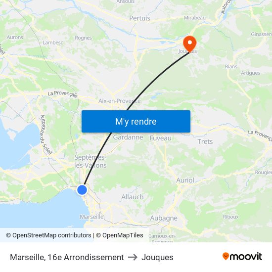 Marseille, 16e Arrondissement to Jouques map