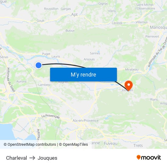 Charleval to Jouques map