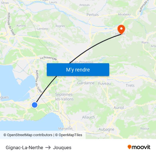 Gignac-La-Nerthe to Jouques map