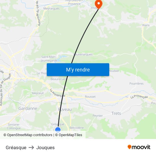 Gréasque to Jouques map