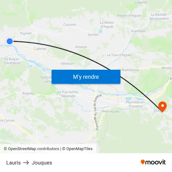 Lauris to Jouques map