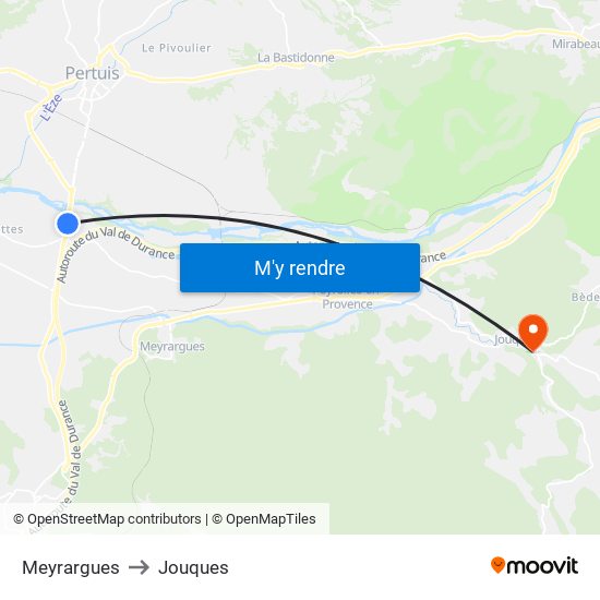 Meyrargues to Jouques map