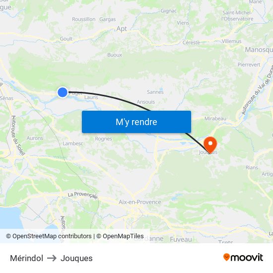 Mérindol to Jouques map
