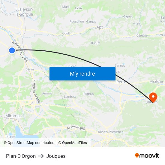 Plan-D'Orgon to Jouques map