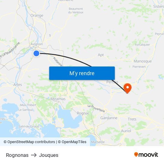 Rognonas to Jouques map