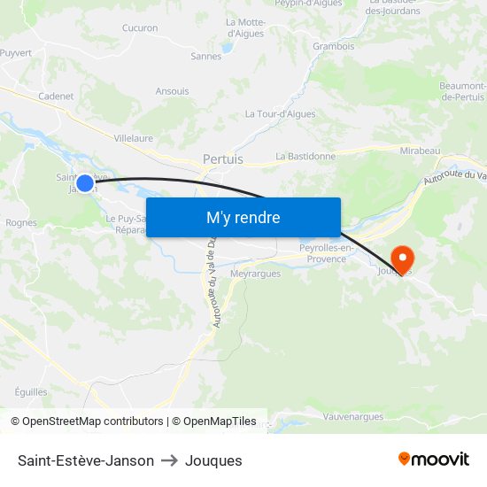 Saint-Estève-Janson to Jouques map