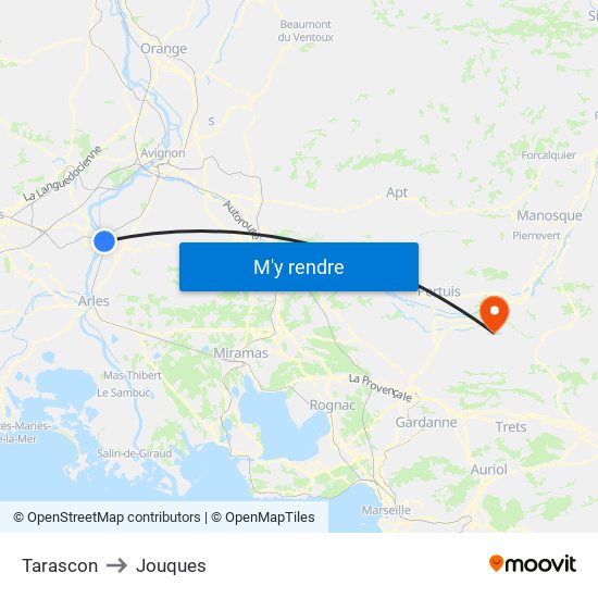 Tarascon to Jouques map