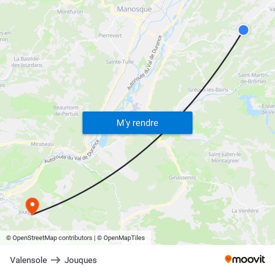 Valensole to Jouques map