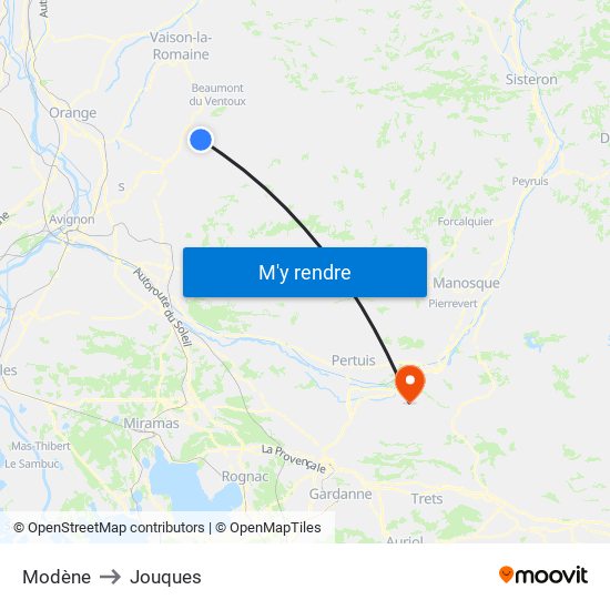 Modène to Jouques map