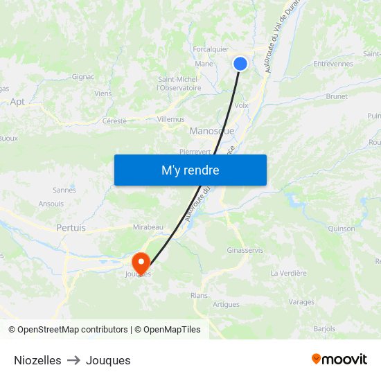 Niozelles to Jouques map