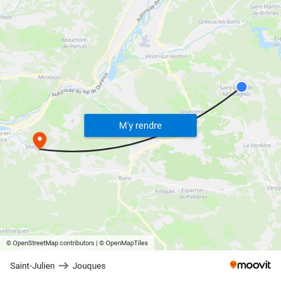 Saint-Julien to Jouques map