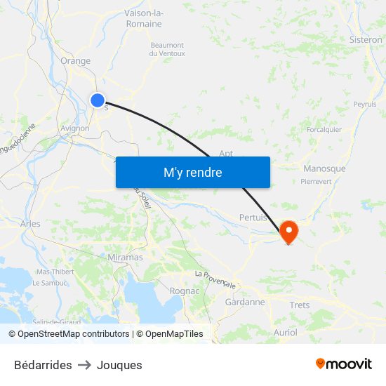 Bédarrides to Jouques map