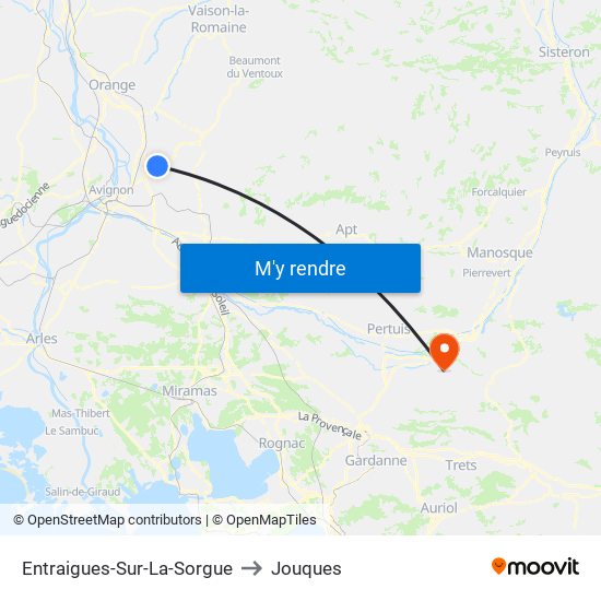 Entraigues-Sur-La-Sorgue to Jouques map