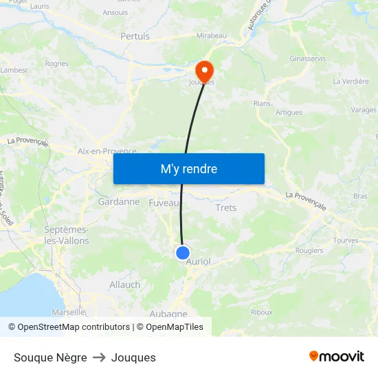 Souque Nègre to Jouques map