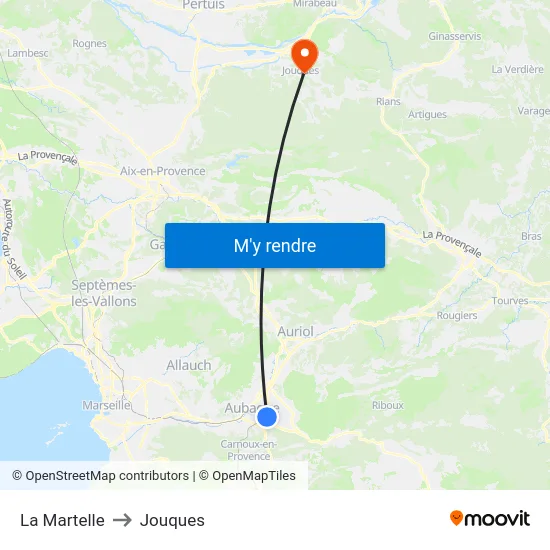 La Martelle to Jouques map