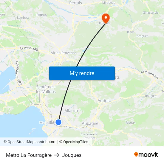 Metro La Fourragère to Jouques map