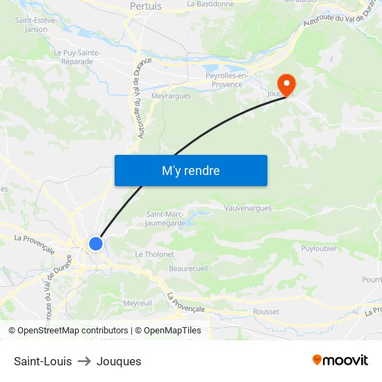 Saint-Louis to Jouques map