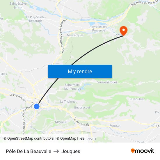 Pôle De La Beauvalle to Jouques map