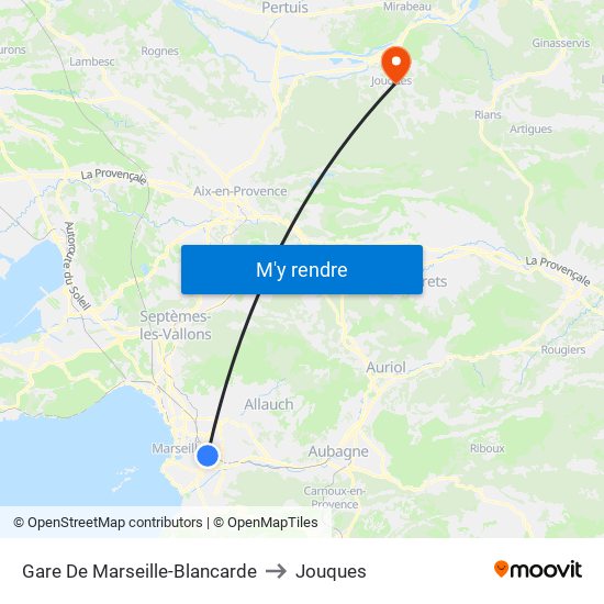 Gare De Marseille-Blancarde to Jouques map