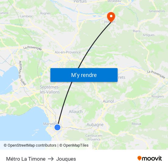 Métro La Timone to Jouques map