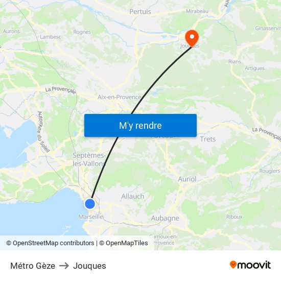 Métro Gèze to Jouques map