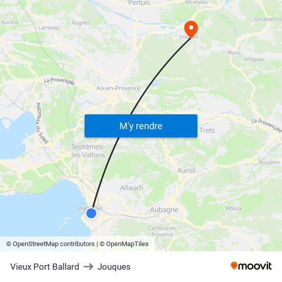 Vieux Port Ballard to Jouques map