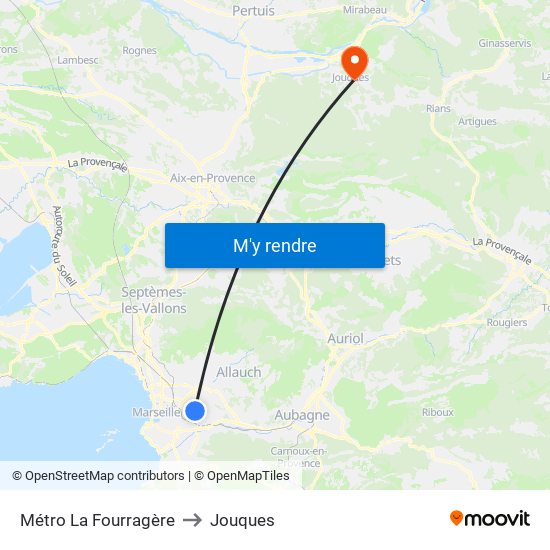 Métro La Fourragère to Jouques map