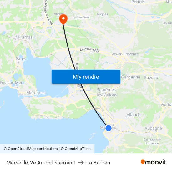 Marseille, 2e Arrondissement to La Barben map