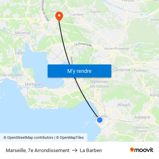 Marseille, 7e Arrondissement to La Barben map
