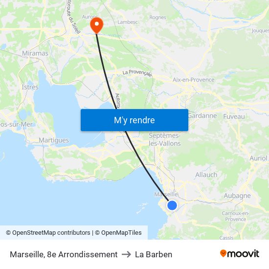 Marseille, 8e Arrondissement to La Barben map