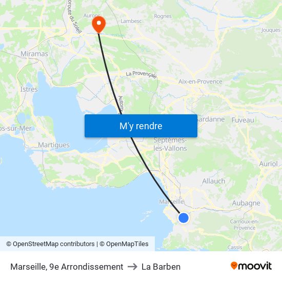Marseille, 9e Arrondissement to La Barben map