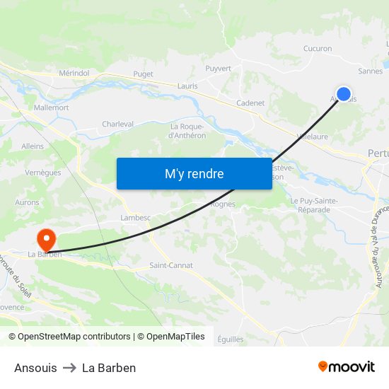 Ansouis to La Barben map