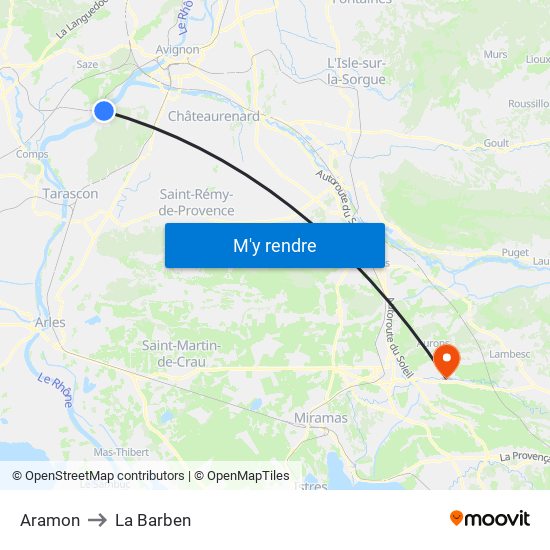 Aramon to La Barben map