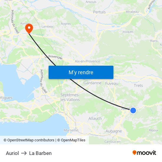 Auriol to La Barben map