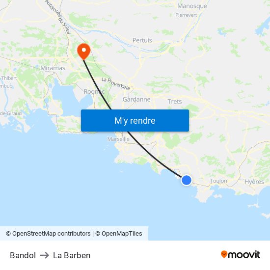 Bandol to La Barben map